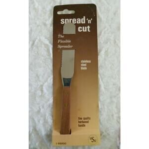 Vintage Spread 'n' Cut Knife Wood Handled Icing Frosting Spatula Spreader Japan